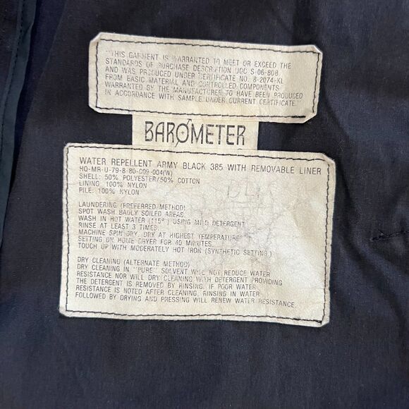 Vintage Barometer Army Field Jacket Black Water Repellent (Missing Liner) - Picture 3 of 5